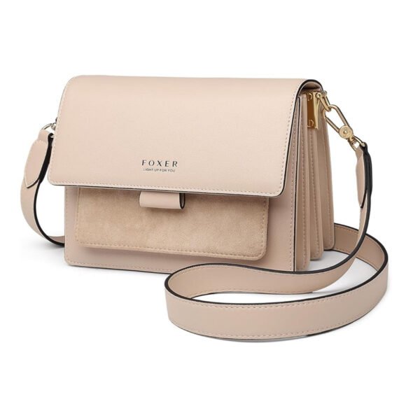 FOXER Small Crossbody Bags for Women,Mini Leather Ladies Alligator pattern Shoulder Bag Handbag Purse with 2 straps