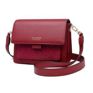 FOXER Small Crossbody Bags for Women,Mini Leather Ladies Alligator pattern Shoulder Bag Handbag Purse with 2 straps