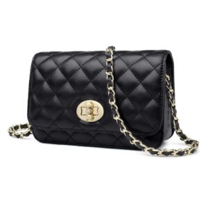 FOXER Quilted Crossbody Purse for Women Faux Leather Trendy Ladies Shoulder Bag with Chain