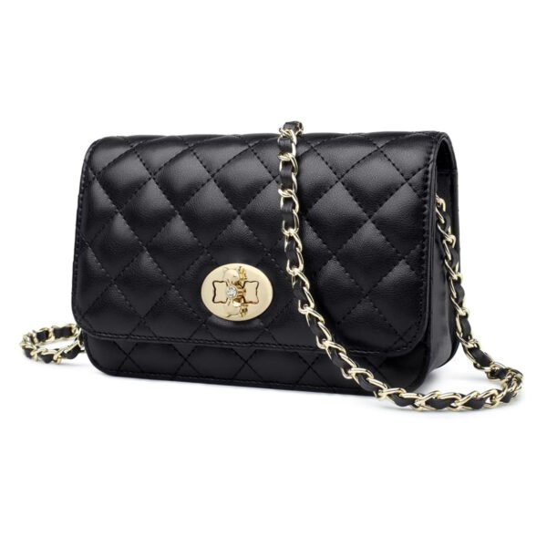 FOXER Quilted Crossbody Purse for Women Faux Leather Trendy Ladies Shoulder Bag with Chain