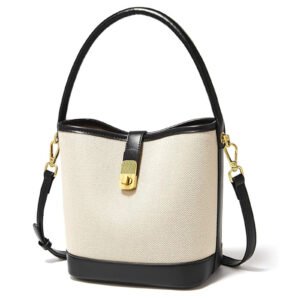 FOXER Coated Canvas Bucket Crossbody Bags for Women Top-Handle Handbags Small Satchel Purse Trendy Twist Lock