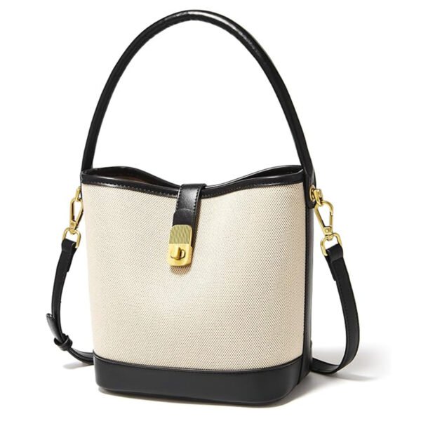 FOXER Coated Canvas Bucket Crossbody Bags for Women Top-Handle Handbags Small Satchel Purse Trendy Twist Lock