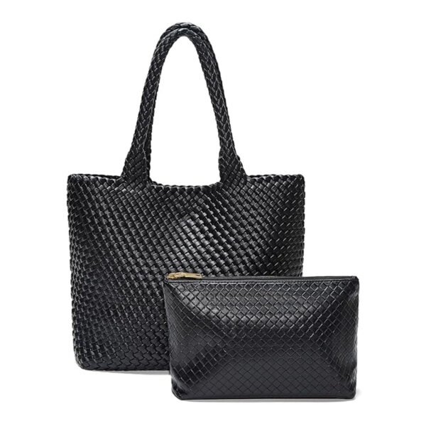 FOXER Woven Tote Bag for Women Large Vegan Leather Top Handle Handbag purse Includes Inner Bag