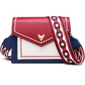 FOXER Embroidery Crossbody Bags for Women Medium Size Designer Leather Purses Foxhead Metal Guitar Shoulder Strap