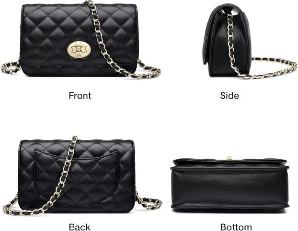 FOXER Quilted Crossbody Purse for Women Faux Leather Trendy Ladies Shoulder Bag with Chain - Image 2