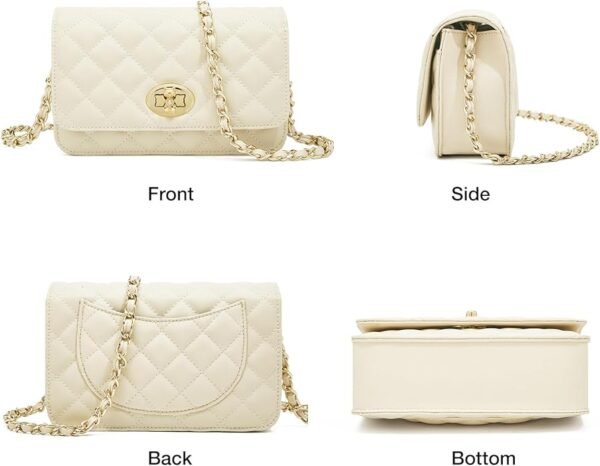 FOXER Quilted Crossbody Purse for Women Faux Leather Trendy Ladies Shoulder Bag with Chain - Image 2