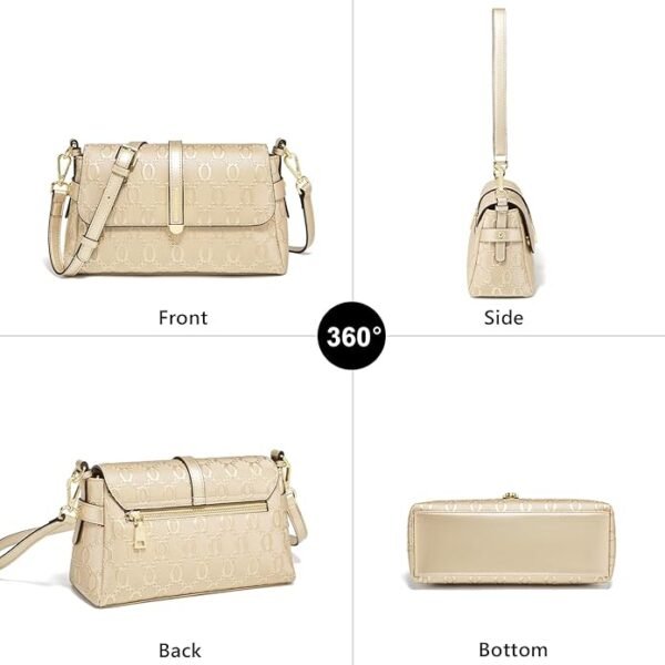 FOXER Chain Pattern Crossbody Handbags Shoulder Bags Cowhide Leather Purse 2WAY Zipper Magnetic Closure - Image 2