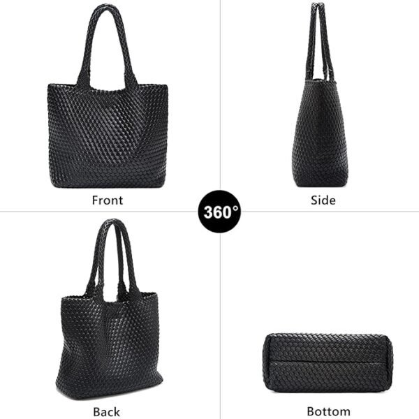 FOXER Woven Tote Bag for Women Large Vegan Leather Top Handle Handbag purse Includes Inner Bag - Image 2