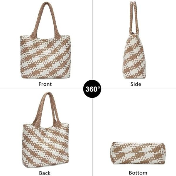 FOXER Woven Tote Bag for Women Large Vegan Leather Top Handle Handbag purse Includes Inner Bag - Image 2
