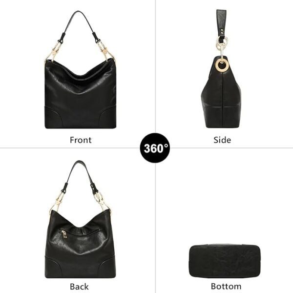 FOXER Womens Faux Leather Hobo Bags Vintage Large Crossbody Shoulder Purse Ladies Tote Handbags - Image 2
