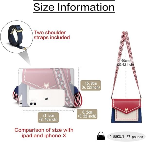 FOXER Embroidery Crossbody Bags for Women Medium Size Designer Leather Purses Foxhead Metal Guitar Shoulder Strap - Image 2