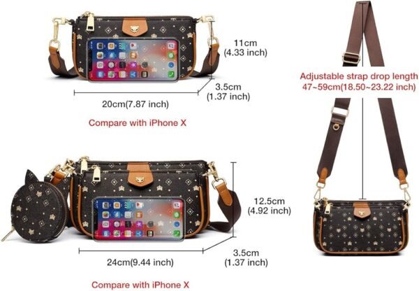 FOXER Crossbody Bags for Women 3 Set Small Cell Phone Purse PVC Leather Lightweight Trendy - Image 2