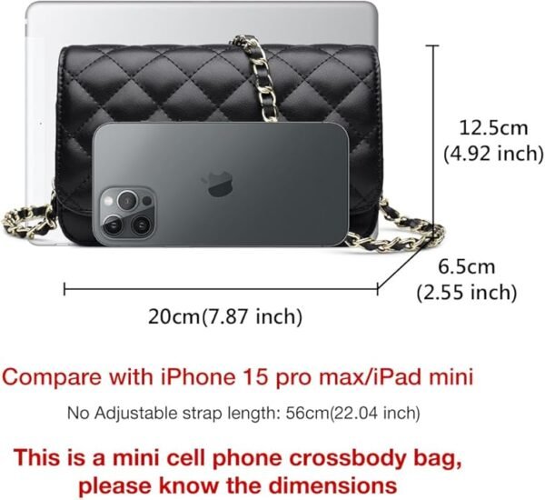 FOXER Quilted Crossbody Purse for Women Faux Leather Trendy Ladies Shoulder Bag with Chain - Image 3