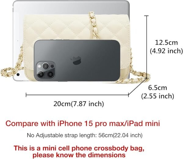 FOXER Quilted Crossbody Purse for Women Faux Leather Trendy Ladies Shoulder Bag with Chain - Image 3