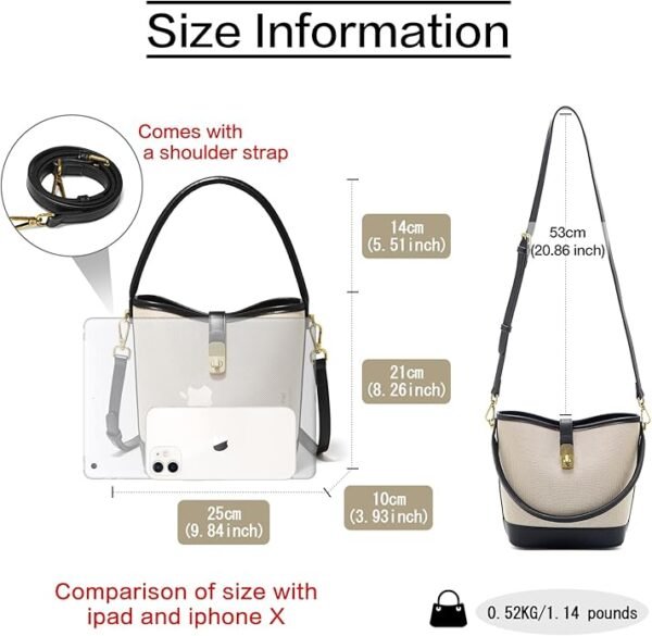 FOXER Coated Canvas Bucket Crossbody Bags for Women Top-Handle Handbags Small Satchel Purse Trendy Twist Lock - Image 3