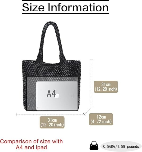 FOXER Woven Tote Bag for Women Large Vegan Leather Top Handle Handbag purse Includes Inner Bag - Image 3