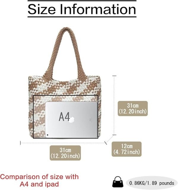 FOXER Woven Tote Bag for Women Large Vegan Leather Top Handle Handbag purse Includes Inner Bag - Image 3