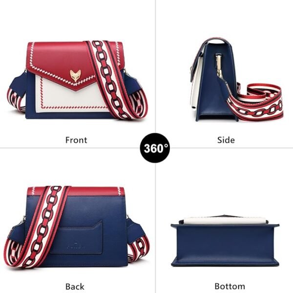 FOXER Embroidery Crossbody Bags for Women Medium Size Designer Leather Purses Foxhead Metal Guitar Shoulder Strap - Image 3