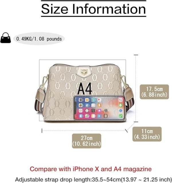FOXER Cowhide Leather Corssbody Bags for Women with Adjustable Strap Trendy Shoulder Purse Lightweight Zipper Magnetic - Image 3