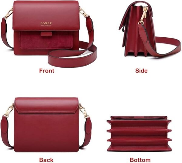 FOXER Small Crossbody Bags for Women,Mini Leather Ladies Alligator pattern Shoulder Bag Handbag Purse with 2 straps - Image 3