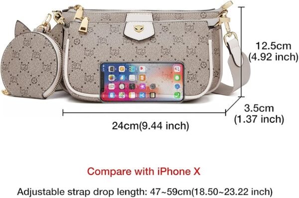 FOXER Crossbody Bags for Women 3 Set Small Cell Phone Purse PVC Leather Lightweight Trendy - Image 3