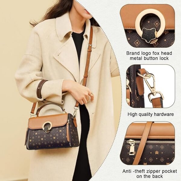 FOXER Small Crossbody Bag for Women PVC Leather Detachable Strap Lightweight Twist Lock Flap - Image 4