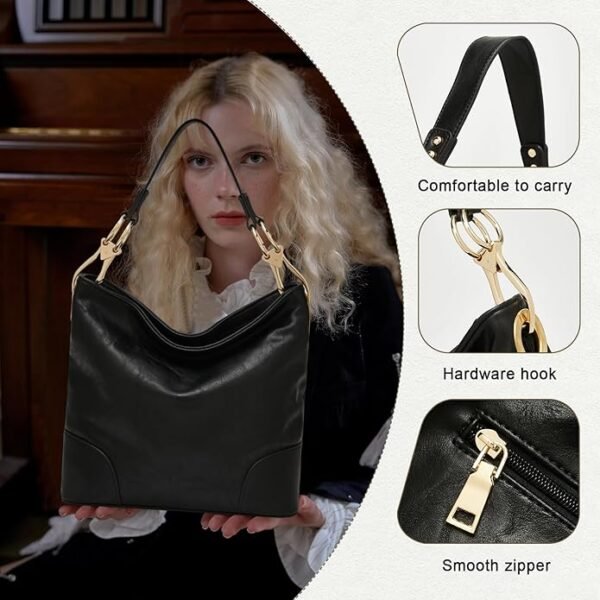 FOXER Womens Faux Leather Hobo Bags Vintage Large Crossbody Shoulder Purse Ladies Tote Handbags - Image 4