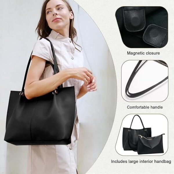 FOXER Genuine Leather Shoulder Bags for Women Large Capacity Women's Tote Top-Handle Handbags with 2 Ways - Image 4