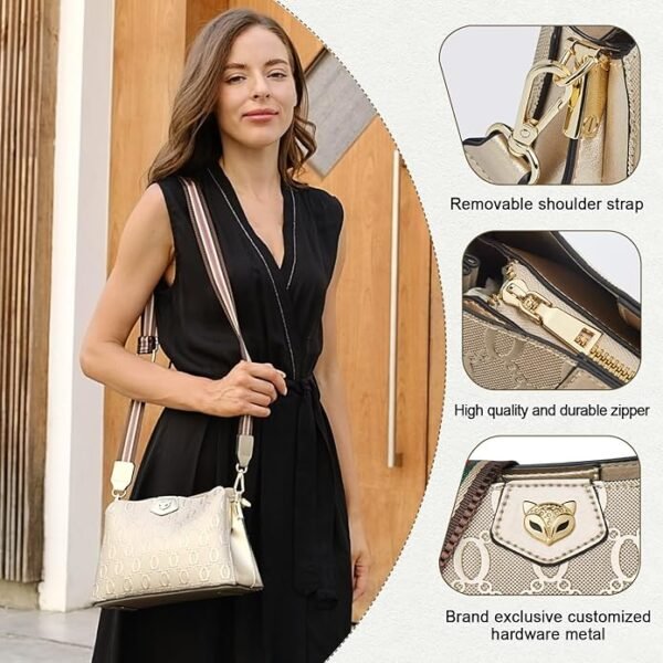 FOXER Cowhide Leather Corssbody Bags for Women with Adjustable Strap Trendy Shoulder Purse Lightweight Zipper Magnetic - Image 4