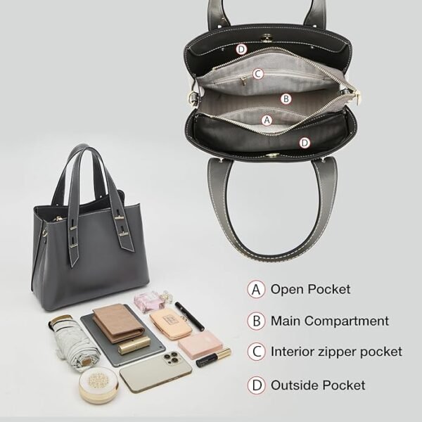 FOXER Crossbody Bags for Women Medium Size Top Handle Purses Oil-Waxed Leather Satchel Handbag Magnetic Zipper - Image 4