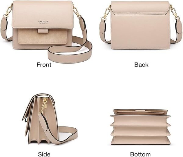 FOXER Small Crossbody Bags for Women,Mini Leather Ladies Alligator pattern Shoulder Bag Handbag Purse with 2 straps - Image 4