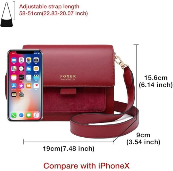 FOXER Small Crossbody Bags for Women,Mini Leather Ladies Alligator pattern Shoulder Bag Handbag Purse with 2 straps - Image 4