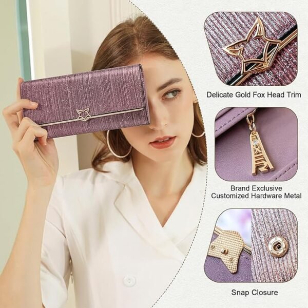 FOXER Bi-Fold Wallets for Women Credit Card Holders Large Capacity with RFID Blocking Paper Money Pocket - Image 4