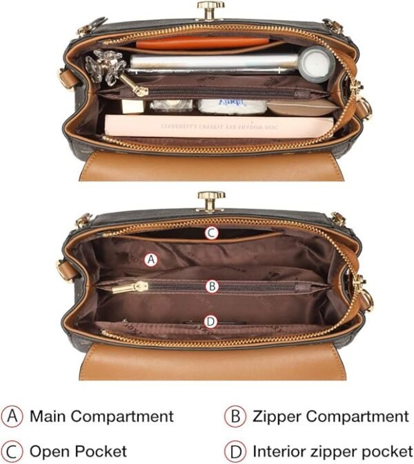 FOXER Small Crossbody Bag for Women PVC Leather Detachable Strap Lightweight Twist Lock Flap - Image 5