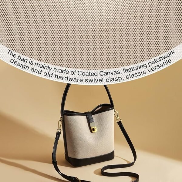 FOXER Coated Canvas Bucket Crossbody Bags for Women Top-Handle Handbags Small Satchel Purse Trendy Twist Lock - Image 5
