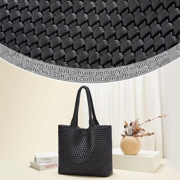 FOXER Woven Tote Bag for Women Large Vegan Leather Top Handle Handbag purse Includes Inner Bag - Image 5