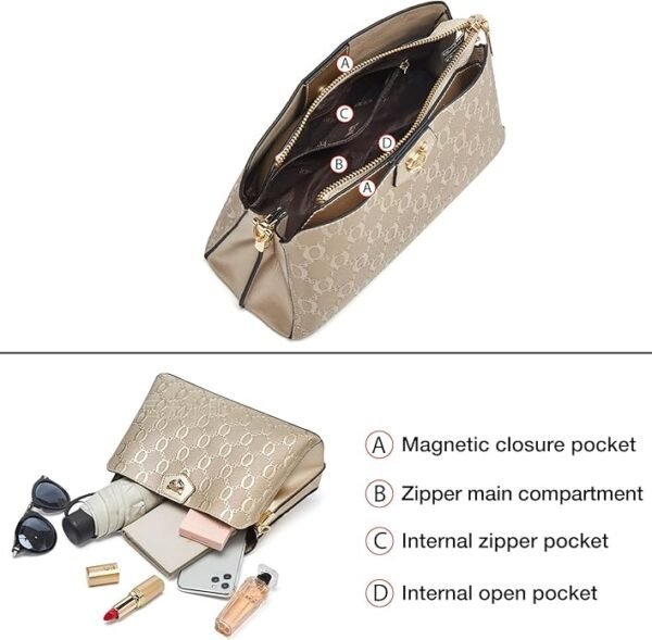 FOXER Cowhide Leather Corssbody Bags for Women with Adjustable Strap Trendy Shoulder Purse Lightweight Zipper Magnetic - Image 5