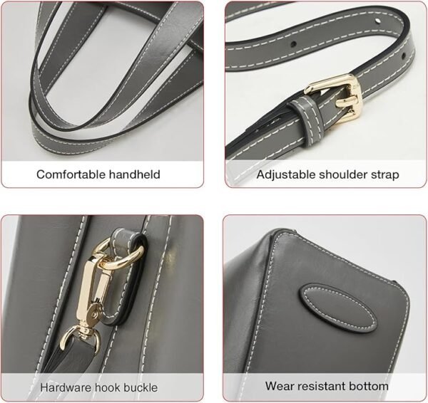 FOXER Crossbody Bags for Women Medium Size Top Handle Purses Oil-Waxed Leather Satchel Handbag Magnetic Zipper - Image 5