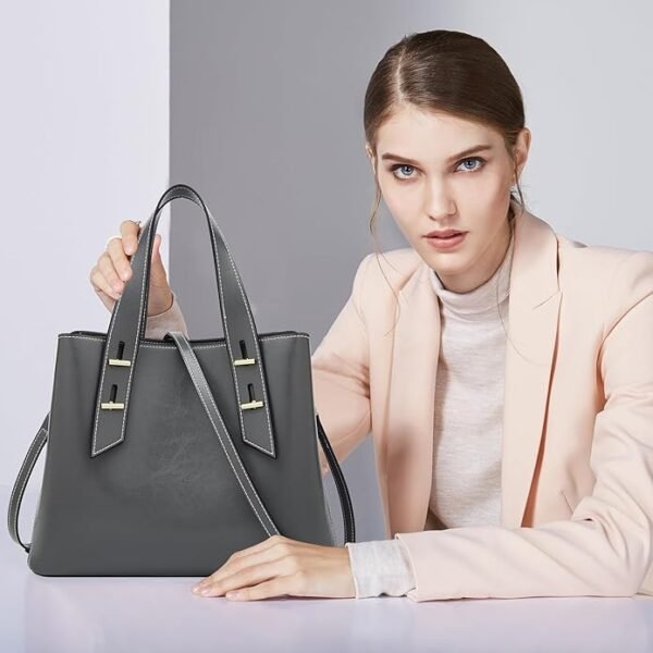 FOXER Crossbody Bags for Women Medium Size Top Handle Purses Oil-Waxed Leather Satchel Handbag Magnetic Zipper - Image 6