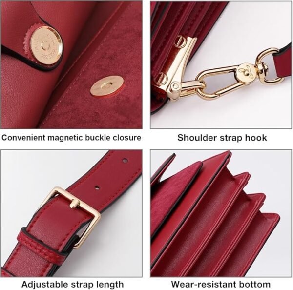 FOXER Small Crossbody Bags for Women,Mini Leather Ladies Alligator pattern Shoulder Bag Handbag Purse with 2 straps - Image 6