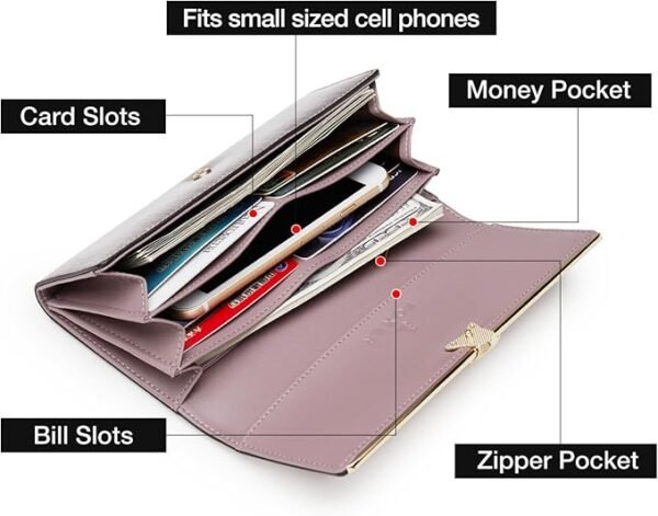 FOXER Bi-Fold Wallets for Women Credit Card Holders Large Capacity with RFID Blocking Paper Money Pocket - Image 6