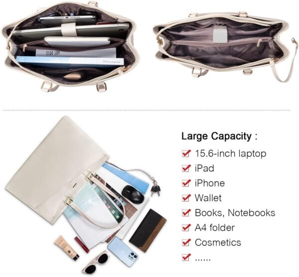 FOXER Large Capacity Tote Handbags for Women, Women's Top-handle Bags Fashion Shoulder Bags Purses Minimalist design - Image 4