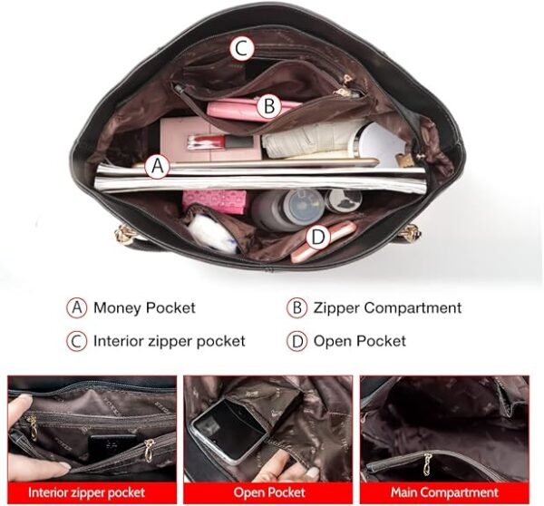 FOXER Large Capacity Tote Handbags for Women, Women's Top-handle Bags Fashion Shoulder Bags Purses Minimalist design - Image 5