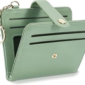 FOXER Small Wallets Woman RFID Blocking Leather Credit Card Holder - with ID Window - Card Wallets for Women - with Zipper Coin Purse - Keychain Wallet
