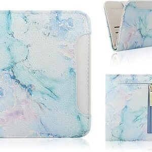 Small Wallet Women RFID Blocking Bifold Leather Wallets for Women Credit Card Holder with ID Window Zipper Coin Pocket Cyan