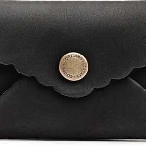 Mini Daisy Wallet for Women – Handmade from the Finest Full-Grain Hides – Features Envelope Design with Snap Closure – Black