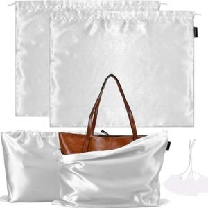 2 Pack Dust Bags for Handbags Storage Silk Cloth Bag With Drawstring Travel Storage Pouch for Handbag Purse Shoes Boots