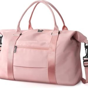 Travel Duffle Bag, Waterproof Weekender Carry On Tote Bags for Women, Sport Gym Bag for Men, Hospital Bag for Labor and Delivery, Overnight Luggage Bag with Trolley Sleeve Coral Pink