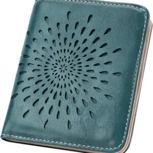 Womens Wallet, Slim Small Wallet for Women RFID Wallet Women Sunflower Leather ID Credit Card Holder whit Zipper Coin Pocket Bifold Compact Wallet