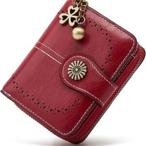 Small Wallet for Women Leather Bifold Compact RFID Blocking with Zipper Coin Pocket